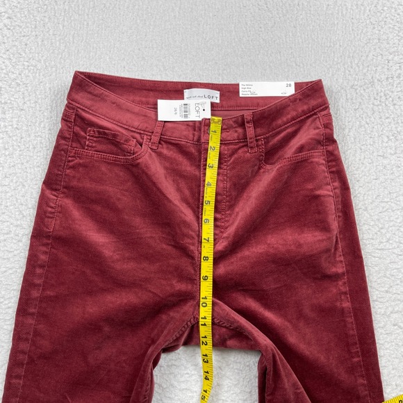 Loft The Skinny Pants Women 28/6 Burgundy High Rise Curvy Fit Velvet Stretch - Picture 4 of 10